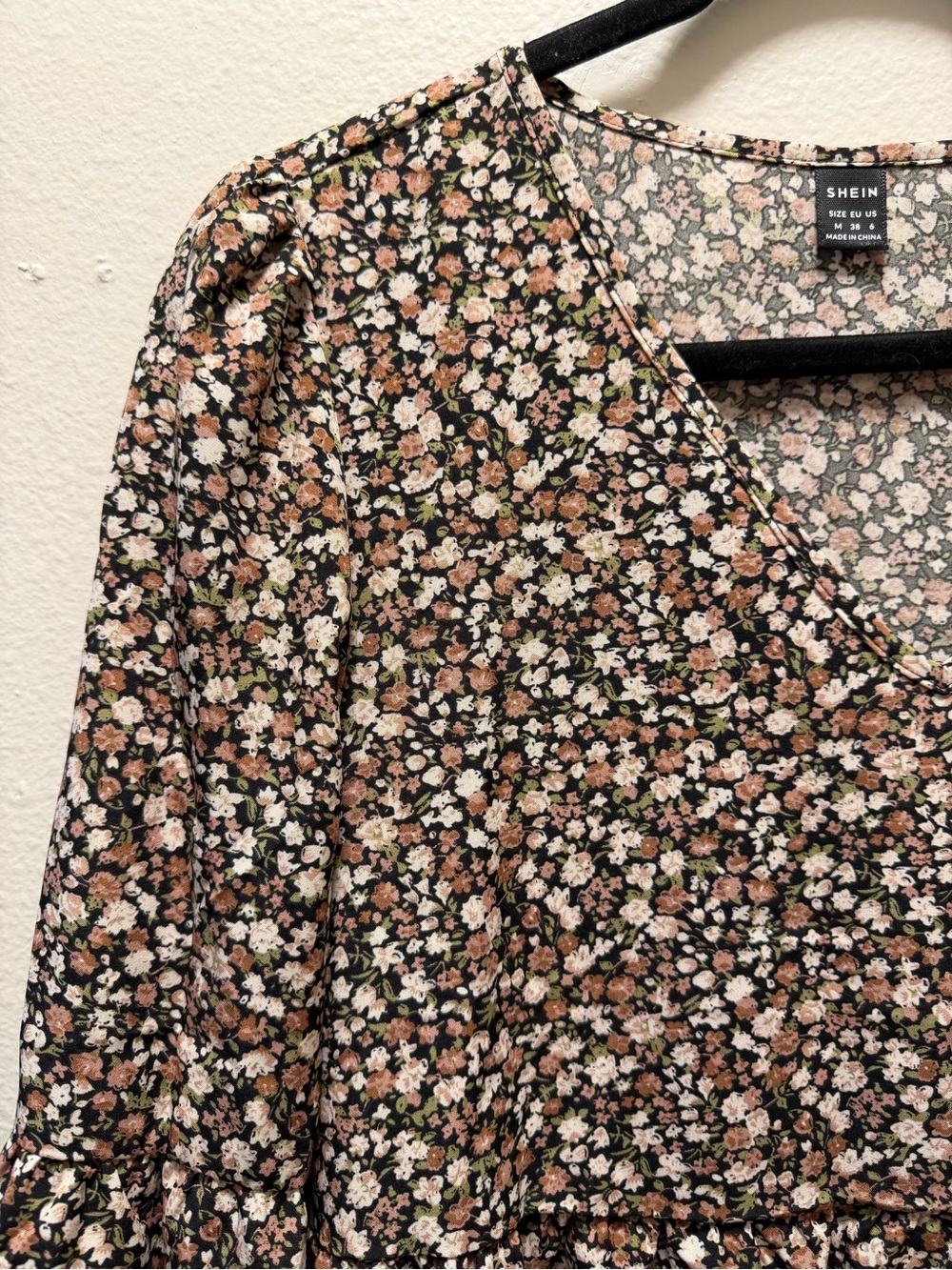 SHEIN Floral Tiered Dress with Pink & Cream Blooms - Picture 2 of 4